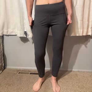 High-Waisted Gray Leggings fleece lined